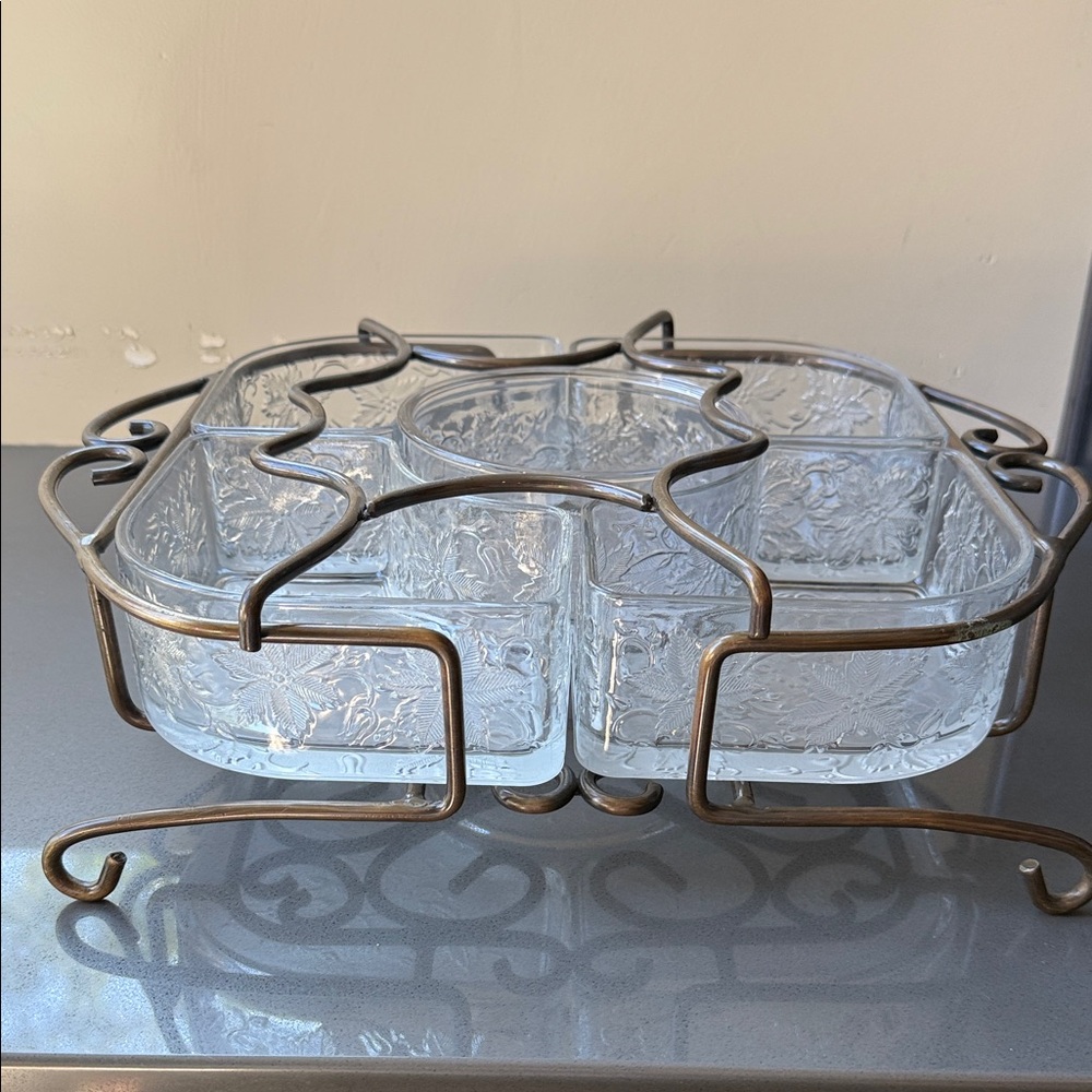 Princess House Glass and Bronze Serveware